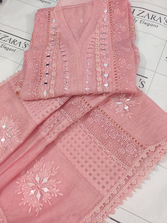 Peachy Pink Mirror Laced 2pc