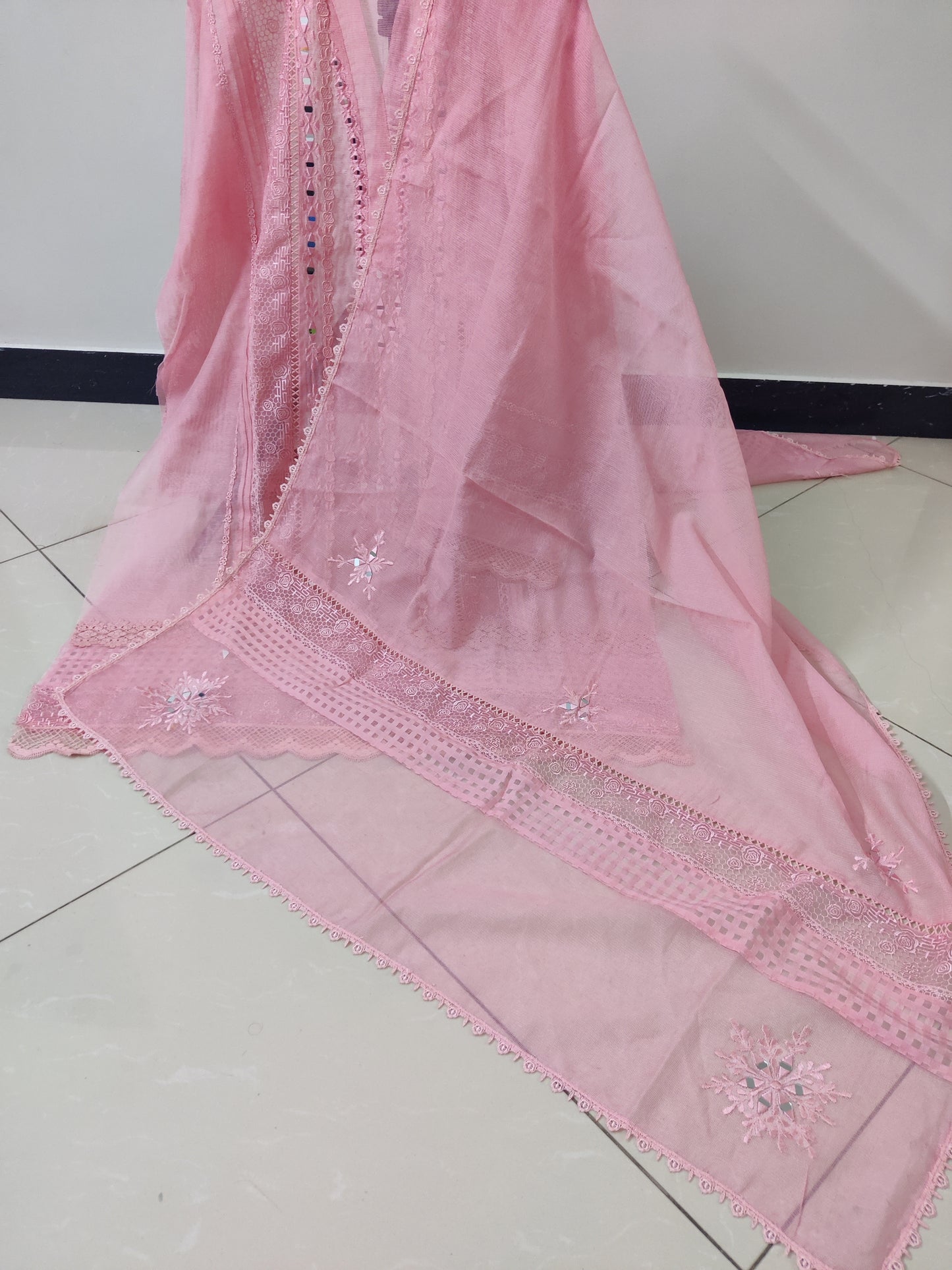 Peachy Pink Mirror Laced 2pc