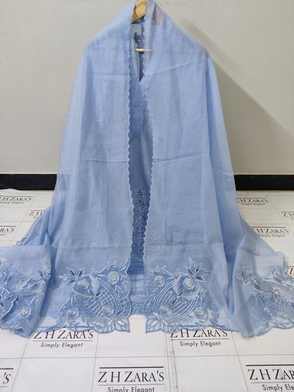 3d Cutwork Daman Ice Blue 2pc