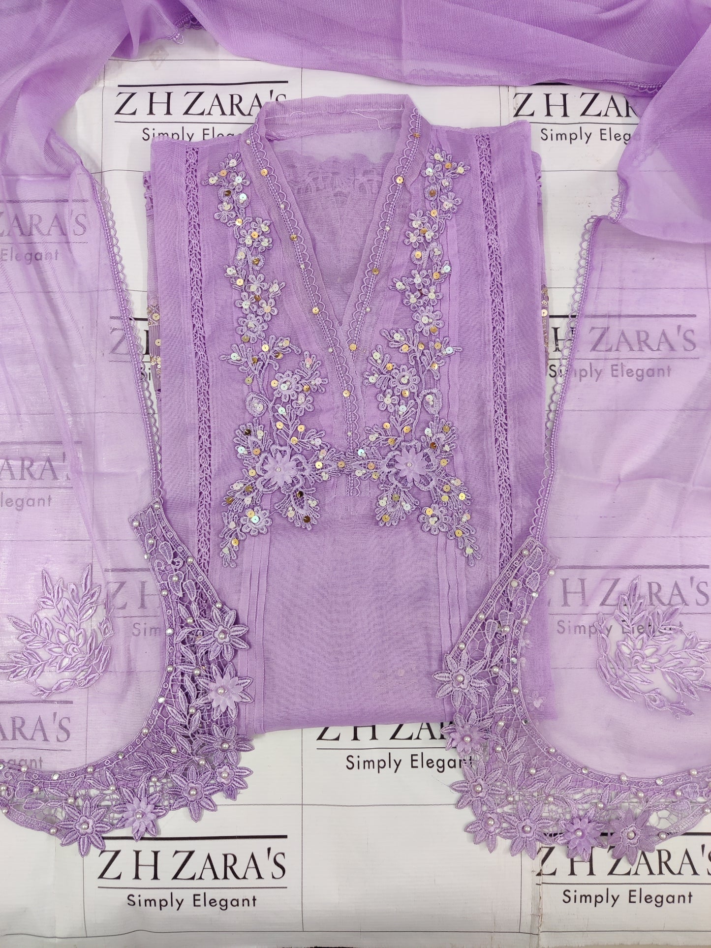 Purple Cutwork Handwork 2pc