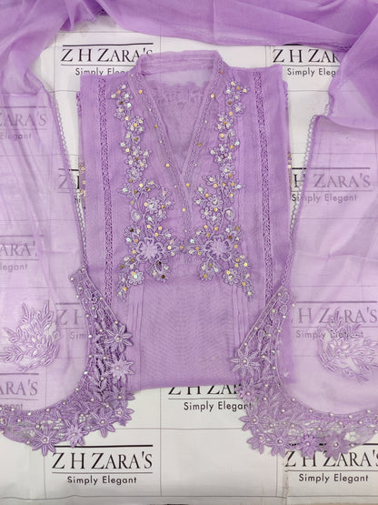 Purple Cutwork Handwork 2pc