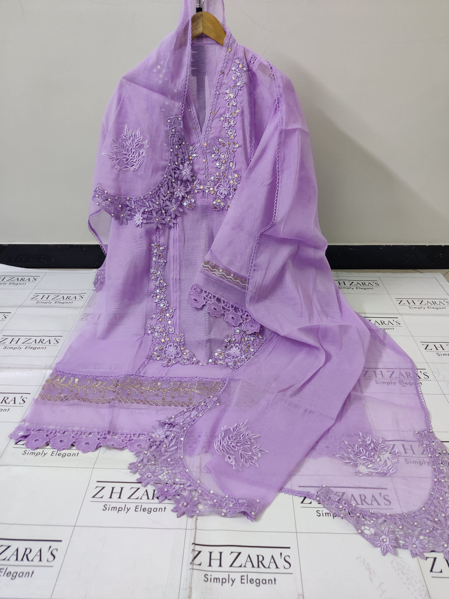 Purple Cutwork Handwork 2pc