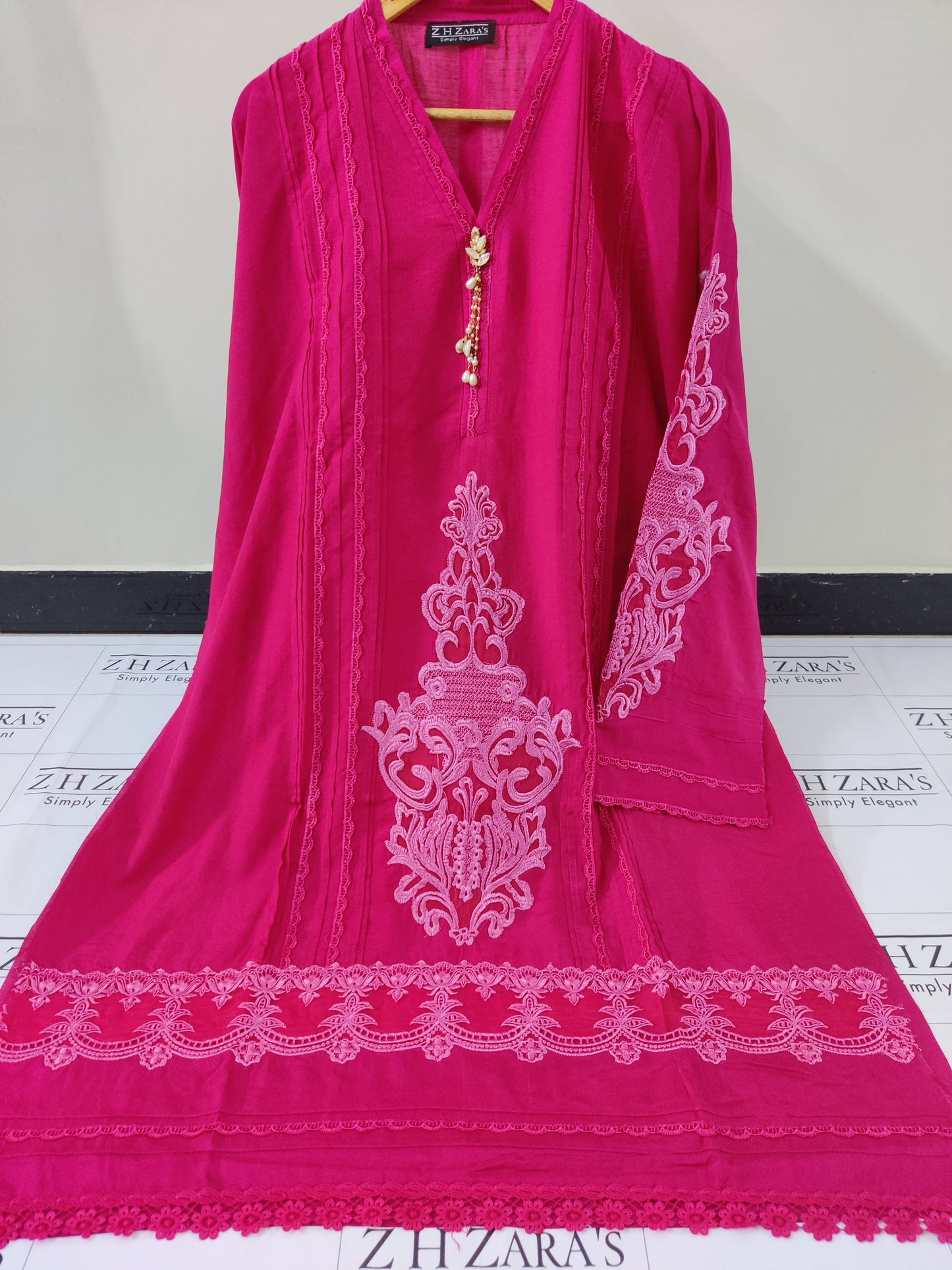 Hot Pink Cotton Silk 3pc