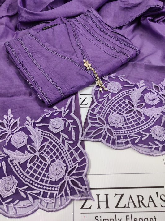 Purple Cotton Silk 3pc