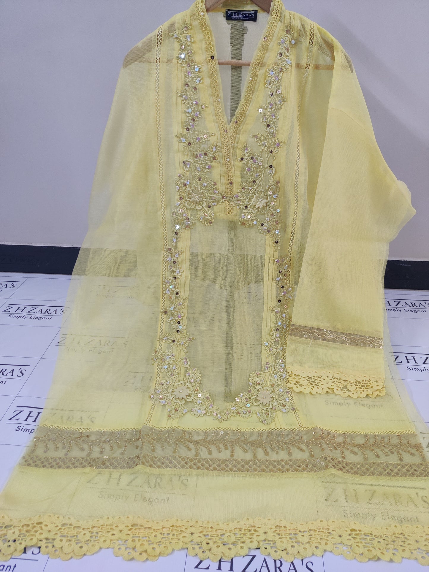 Yellow Cutwork Handwork 2pc