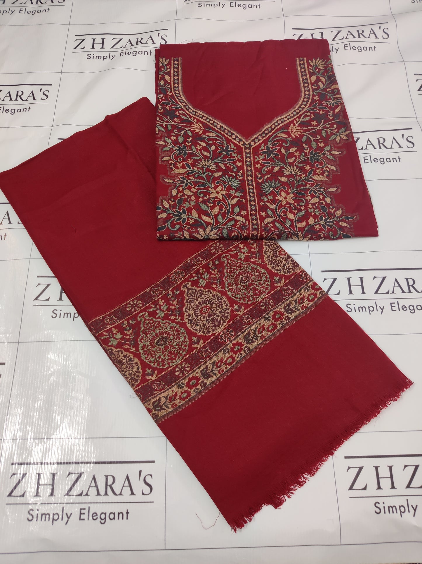 Maroon Kani Pashmina 3pc