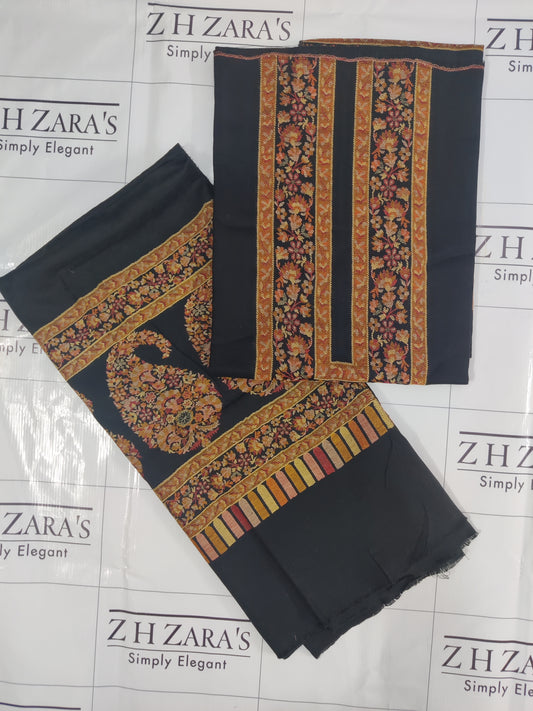 Black Jacquard Kani Pashmina 3pc