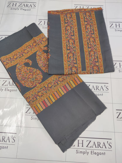 Grey Jacquard Kani Pashmina 3pc