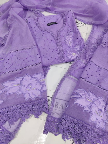 Silk applique 3pc Lilac Purple