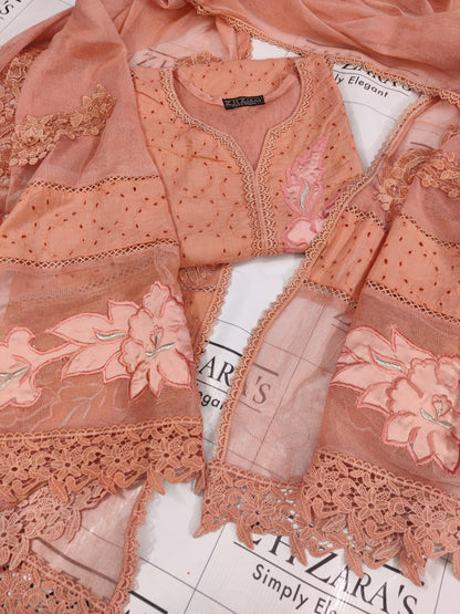 Silk applique 3pc Peach