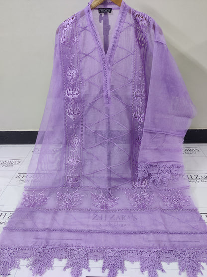 Duppata Cutwork Lilac Purple 2pc