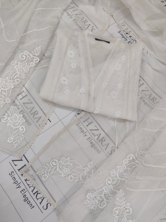 Cutwork Daman Pearl White 2pc