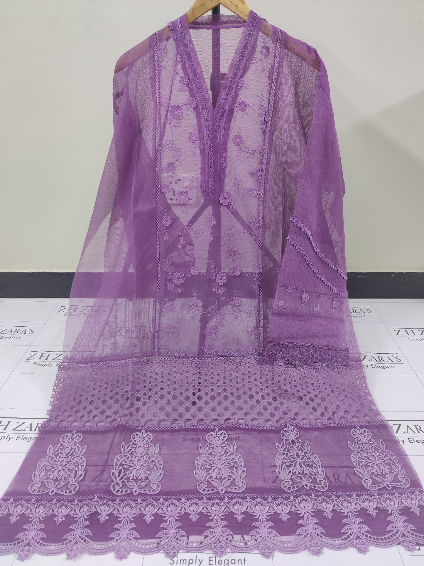 Cutwork Daman Lavender Purple 2pc