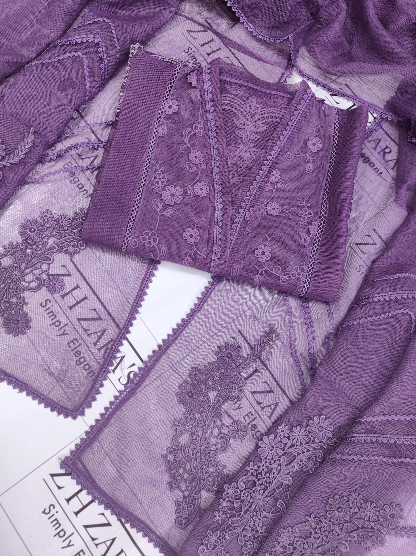 Cutwork Daman Lavender Purple 2pc