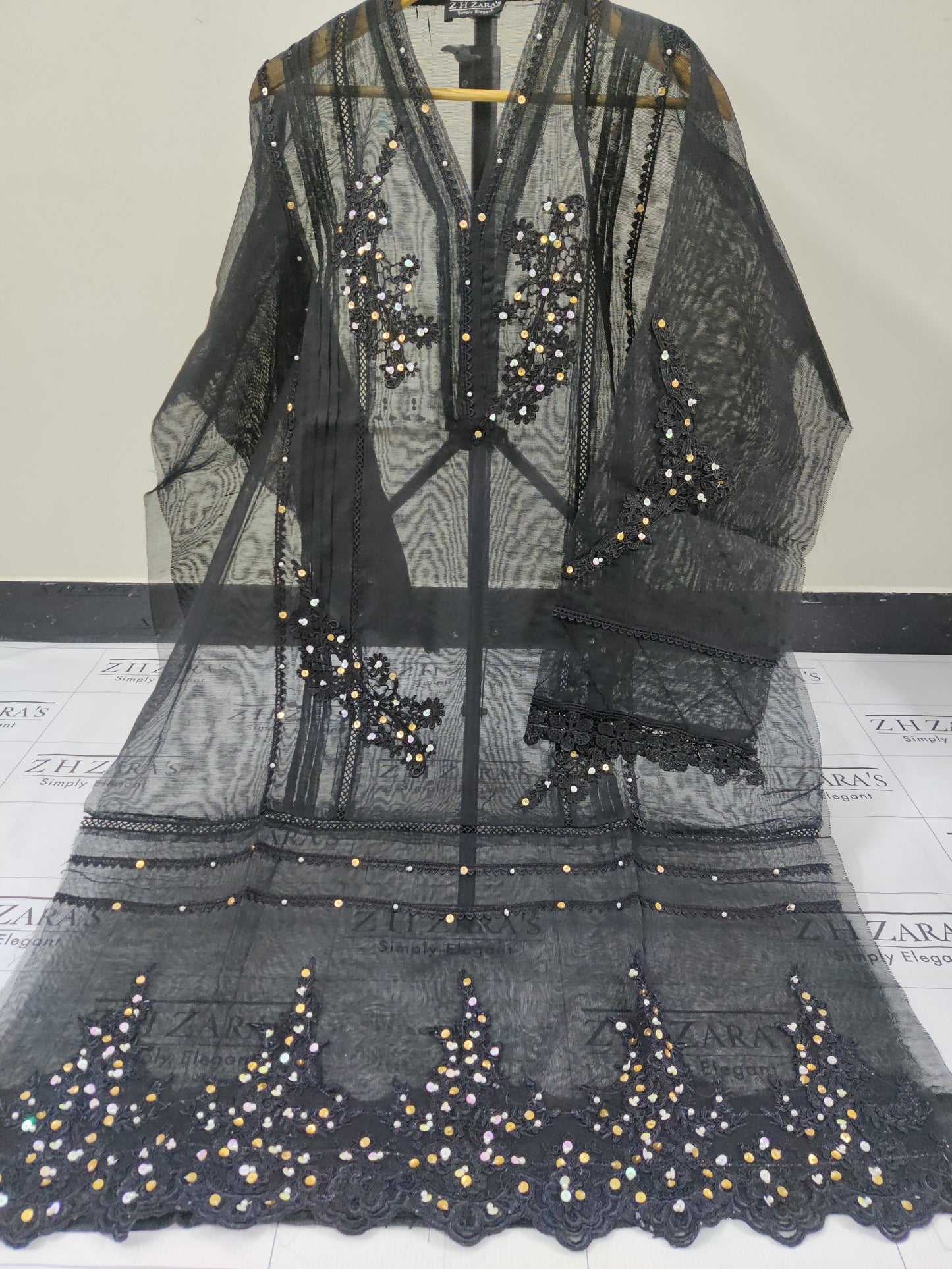 Black Cutwork Handwork 2pc