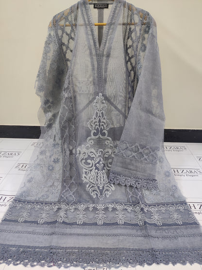 Grey Broshia Cutwork 2pc