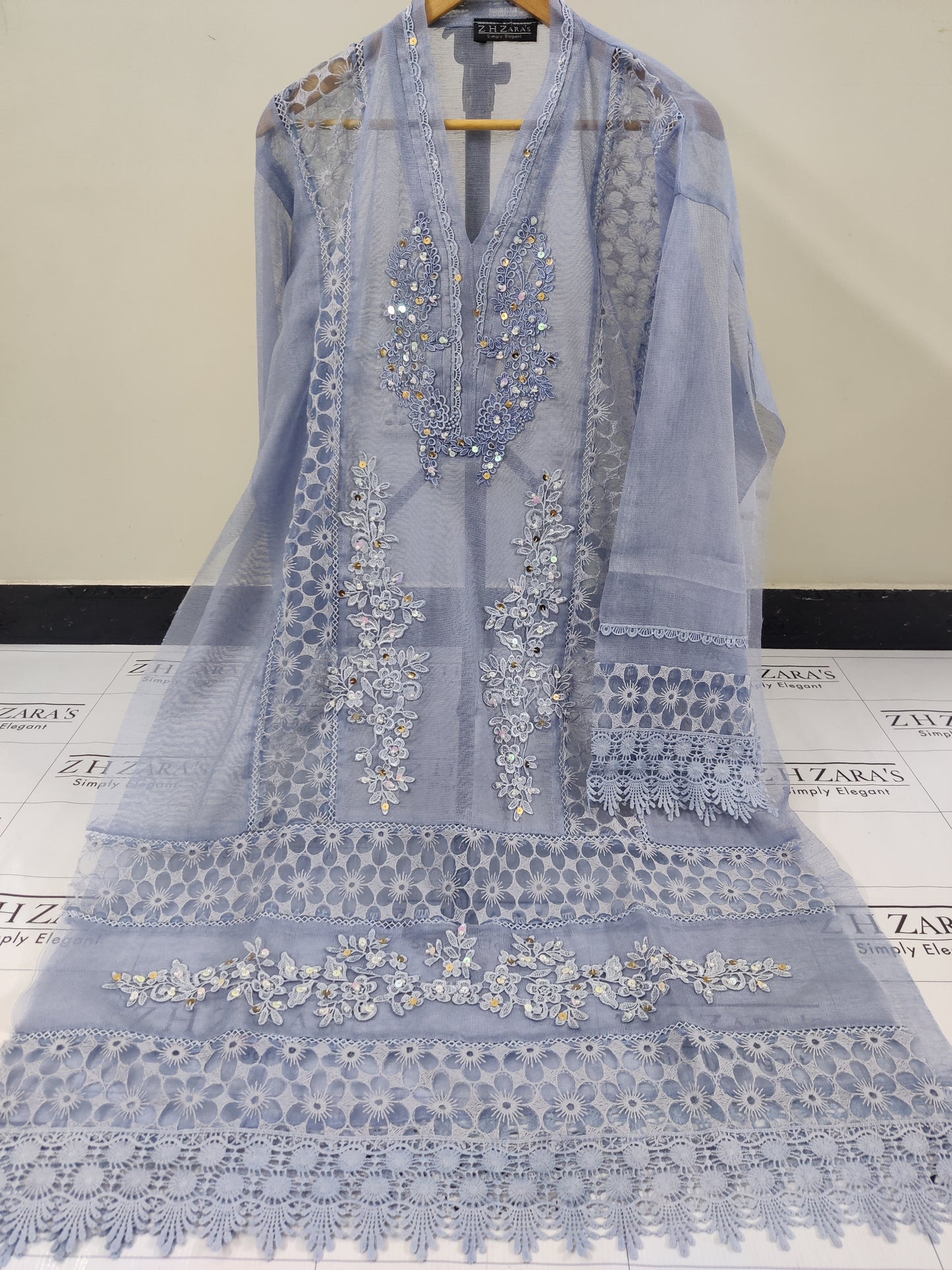 Ice Blue V2 Cutwork Handwork 2pc