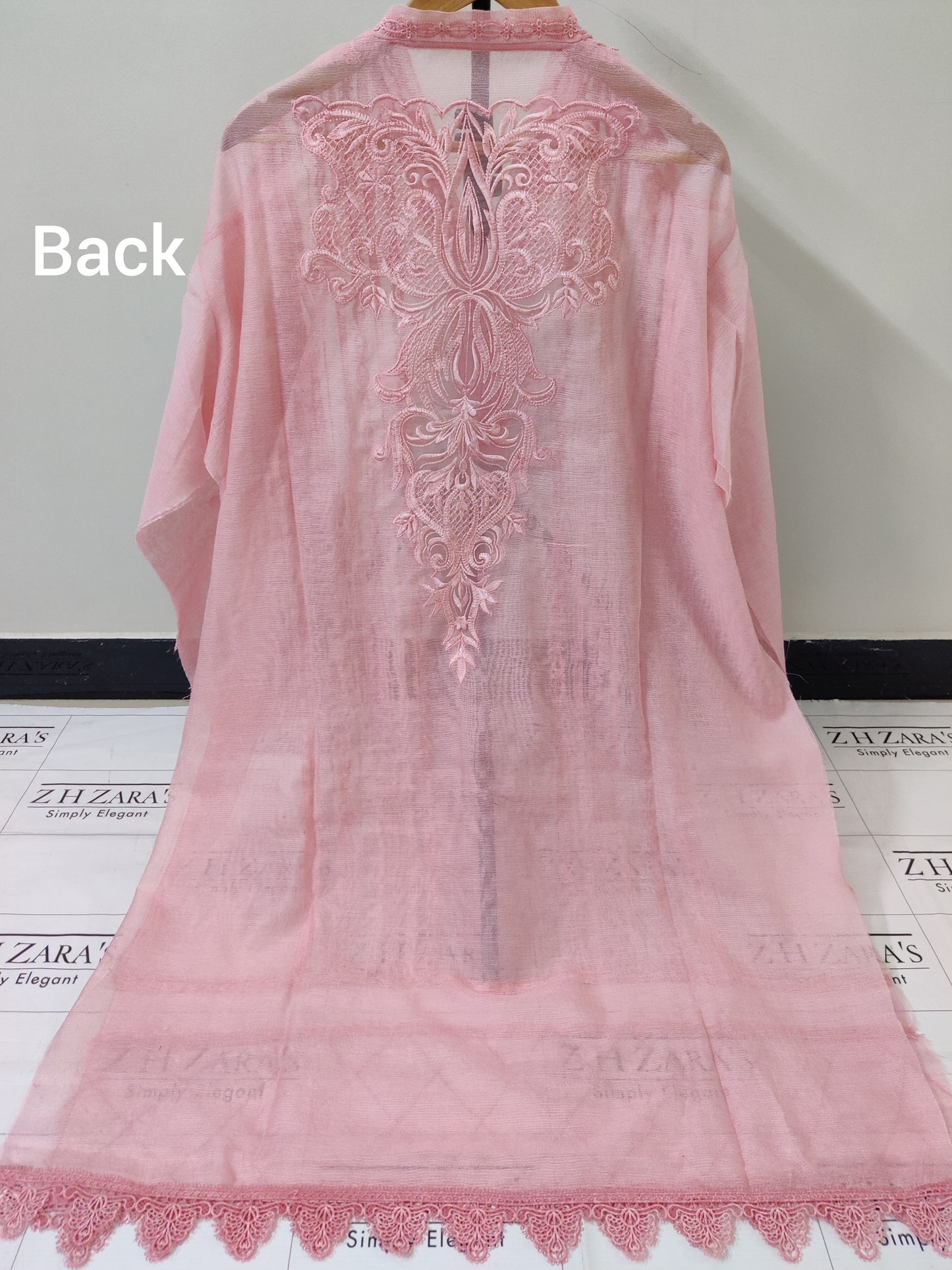 Pink Cutwork Silk Applique 2pc