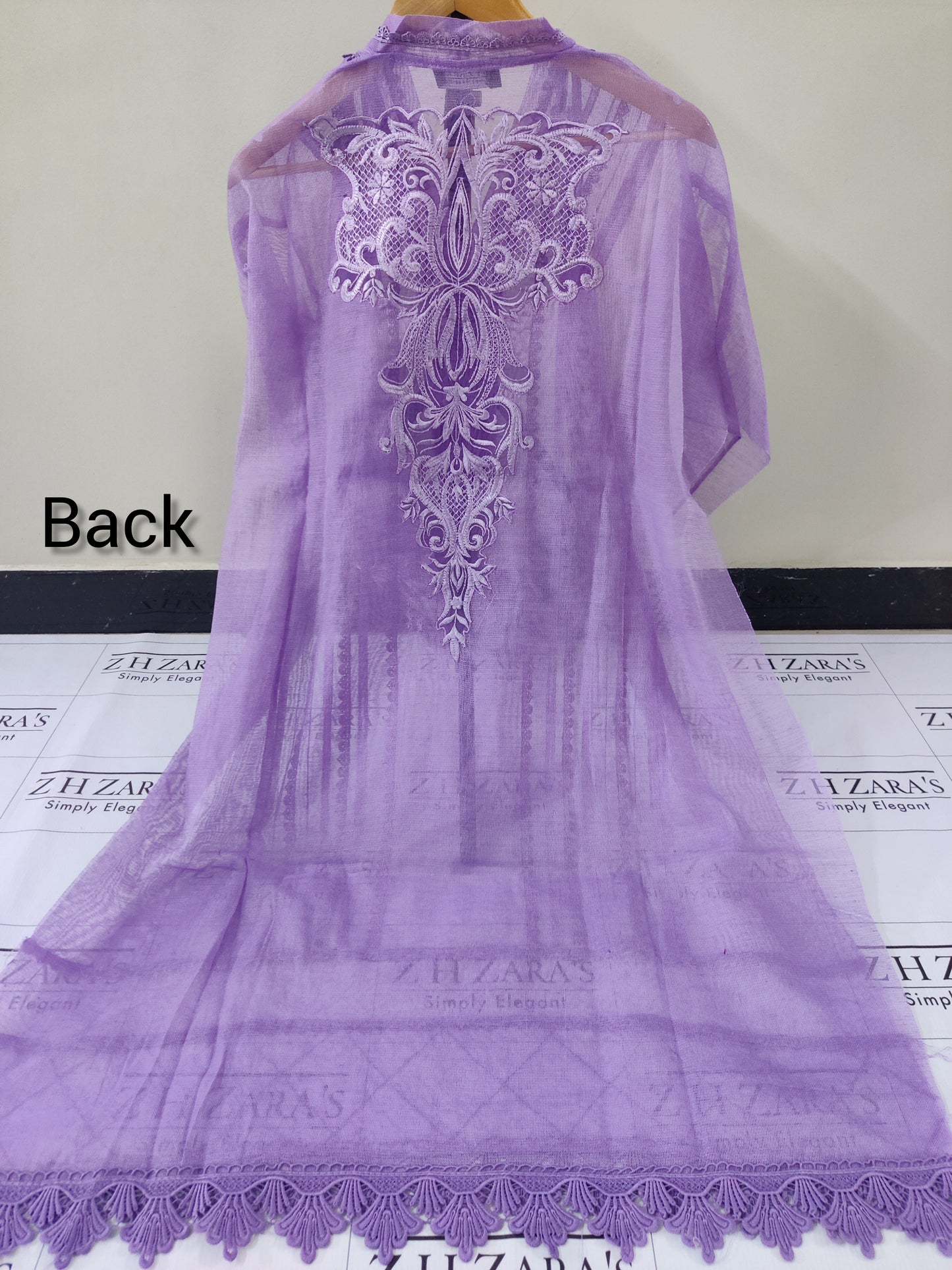 Lilac Purple Cutwork Silk Applique 2pc