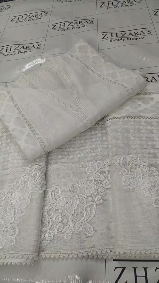 White Broshia Cutwork 2pc