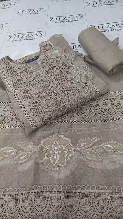 Silk Applique 3pc Coffee