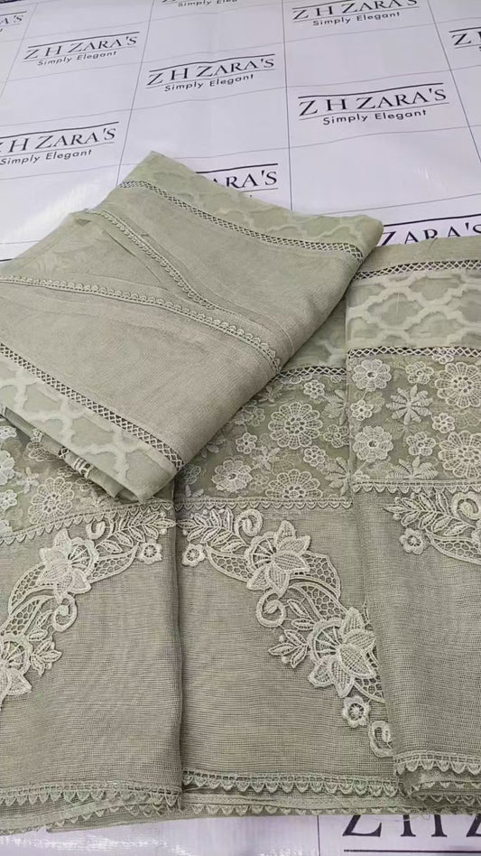 Olive Green Broshia Cutwork 2pc