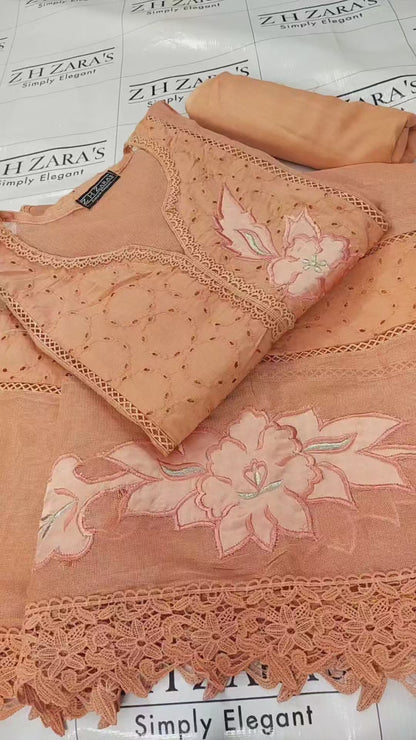 Silk applique 3pc Peach