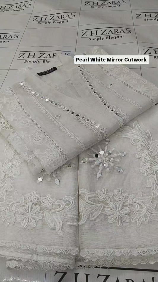 White Mirror Cutwork 2pc