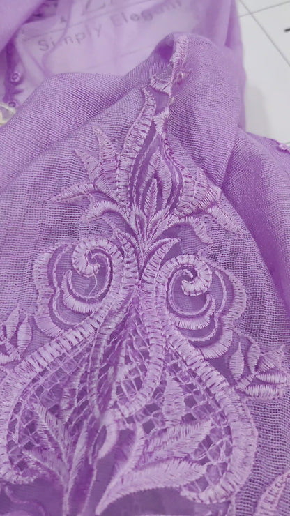 Lilac Cutwork Silk Applique 2pc