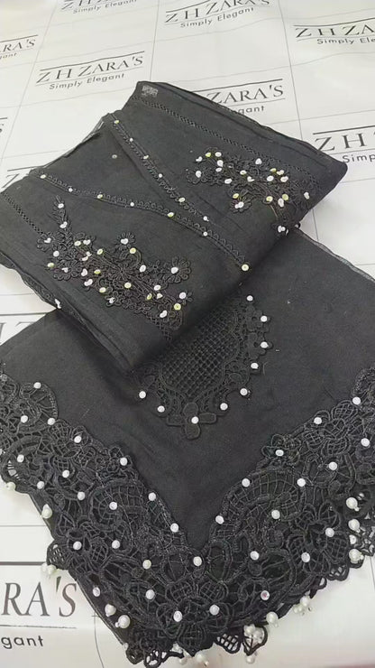 Black Cutwork Handwork 2pc