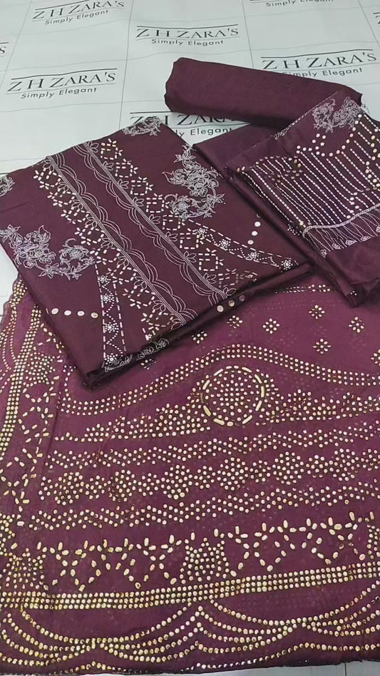 Plum Purple Mukesh 3pc