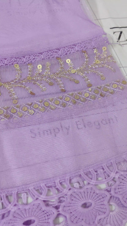 Purple Cutwork Handwork 2pc