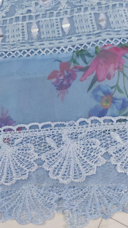 Ice Blue Digital Embroidery 3pc