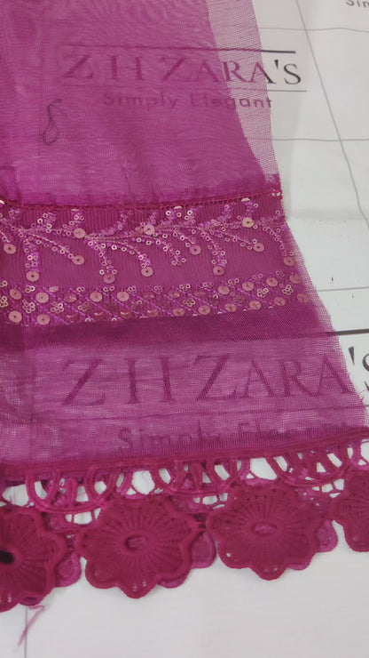 Maroonish Magenta Cutwork Handwork 2pc