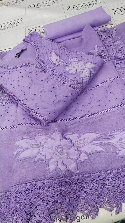 Silk applique 3pc Lilac Purple