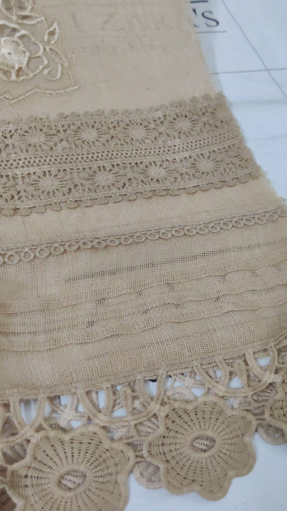 3d Cutwork Daman Coffee Beige 2pc