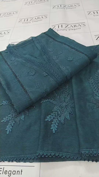 Cutwork Daman Peacock Green 2pc