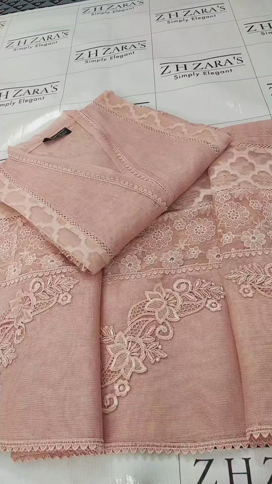 Peachy Pink Broshia Cutwork 2pc