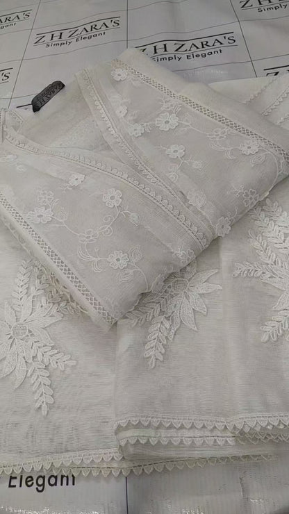 Cutwork Daman Pearl White 2pc