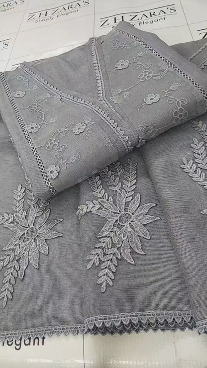 Cutwork Daman Metallic Grey 2pc